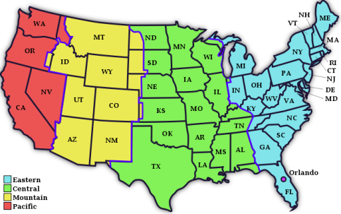 World Time Zone  on Map Of Us Timezones