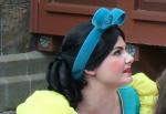 Cinderella's Step Sisters Anastasia and Drizella with their mother Lady Tremaine Character Greet outside Cinderella's Castle in Fantasyland at Disney Magic Kingdom